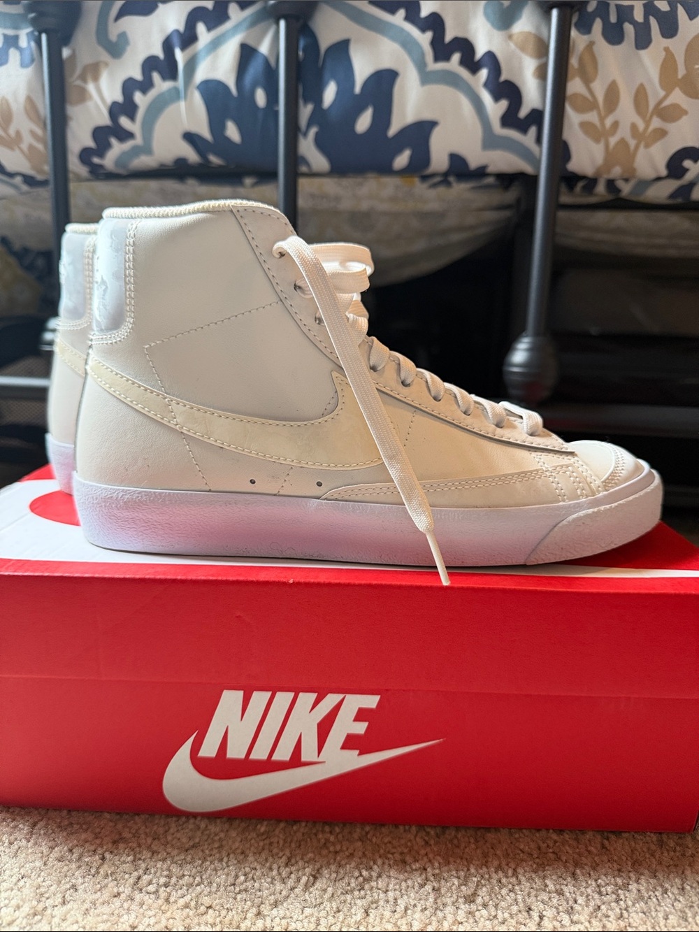 Nike Blazer Mid White Leather High-Top Sneakers